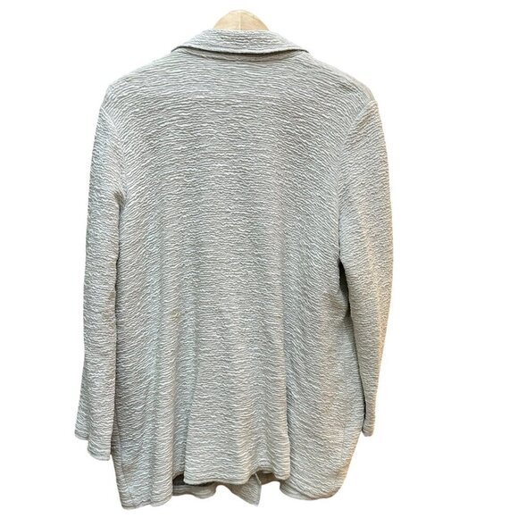 Eileen Fisher Cardigan Ivory Beige Textured Open Front Long Sleeve Pockets Large - Picture 4 of 7
